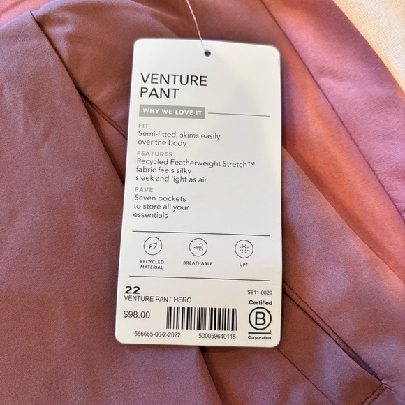 NWT Athleta Venture Pants in Hero(Mauve), size 22, Athleisure Activewear Comfy - Picture 11 of 14